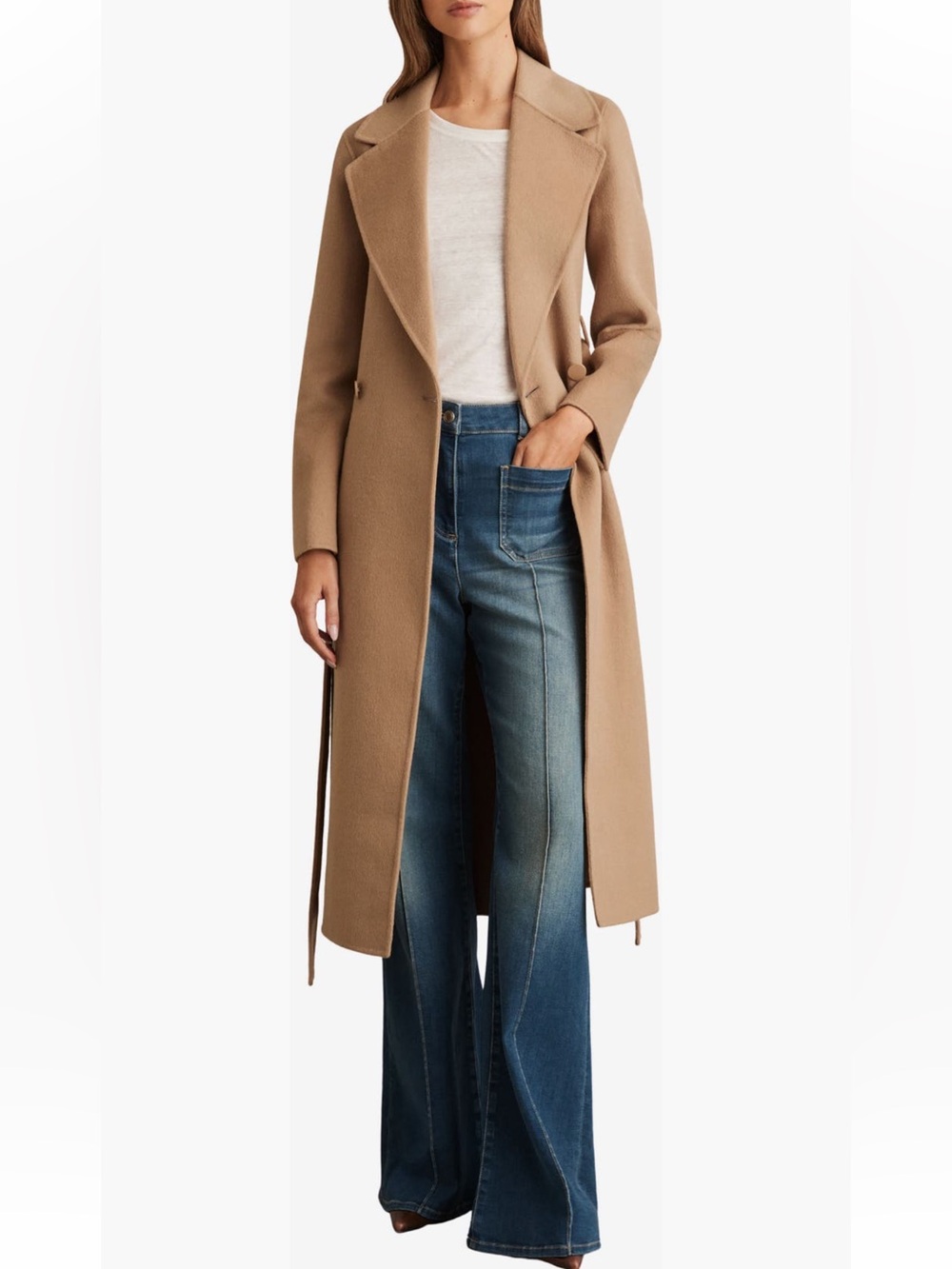 NWT Reiss Lucia Coat Sz 4 in CAMEL - Picture 2 of 9